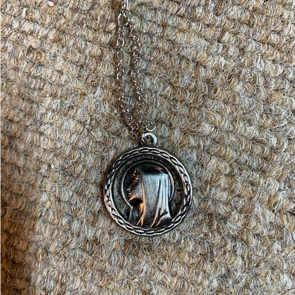 Sterling Silver Religious Mother Mary Necklace